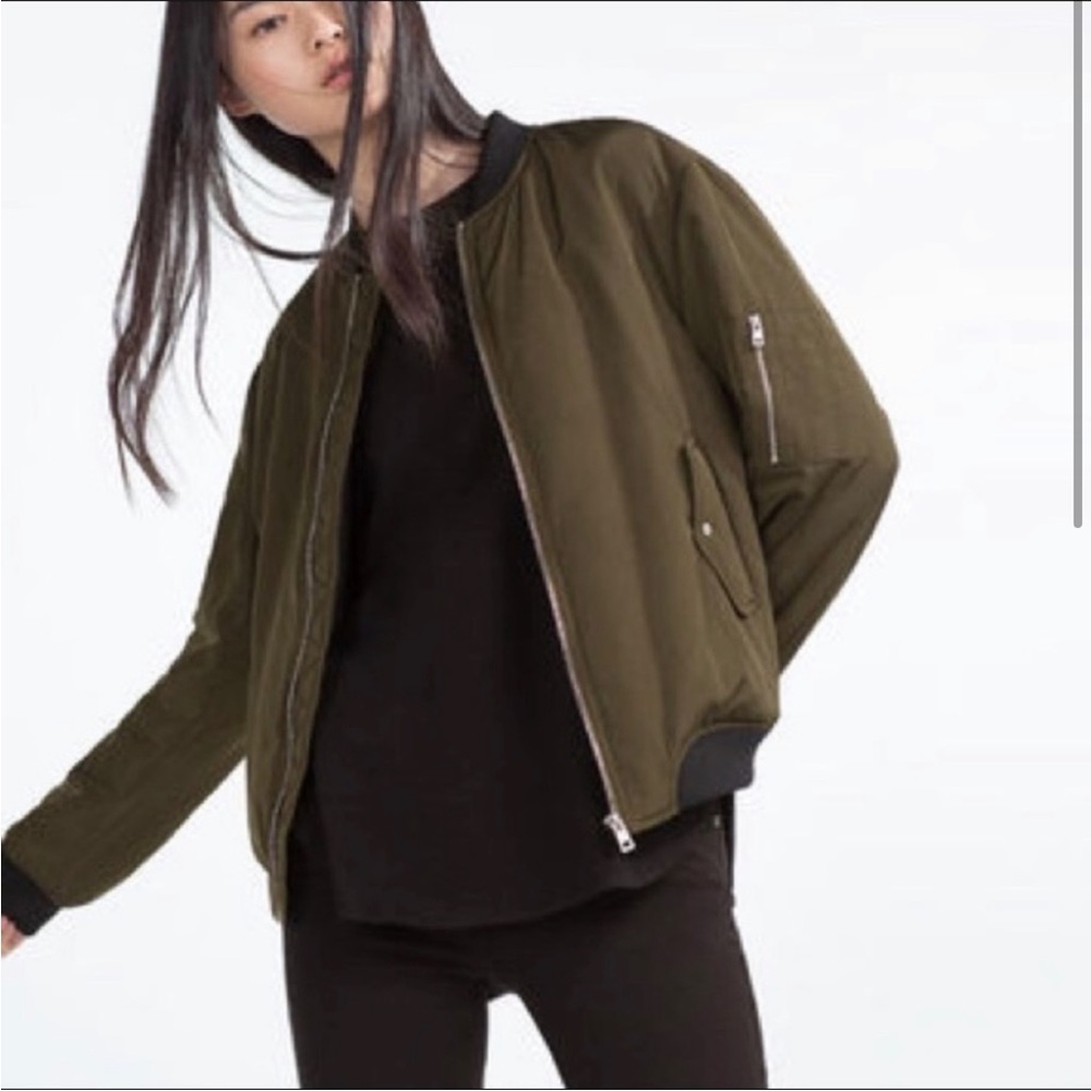 Zara green bomber jacket